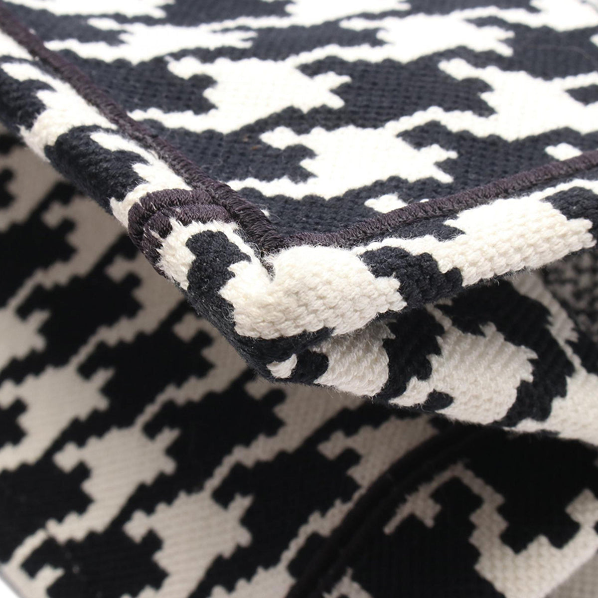 Dior Medium Macro Houndstooth Book Tote — Black
