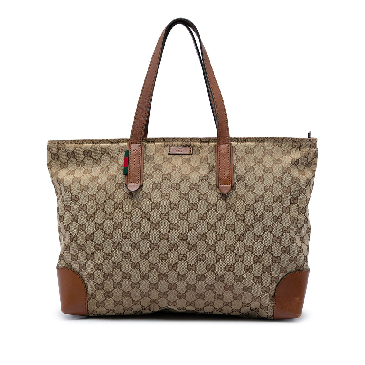 Gucci GG Canvas Web Tote — Beige