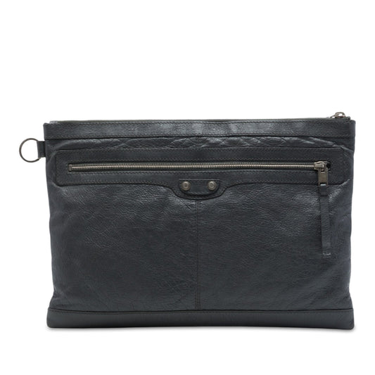 Balenciaga Lambskin Motocross Classic Clip Clutch L