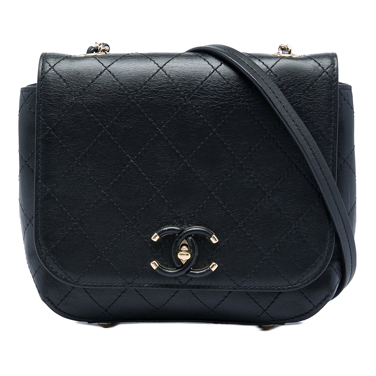 Chanel Small Stitched Calfskin Covered CC Flap