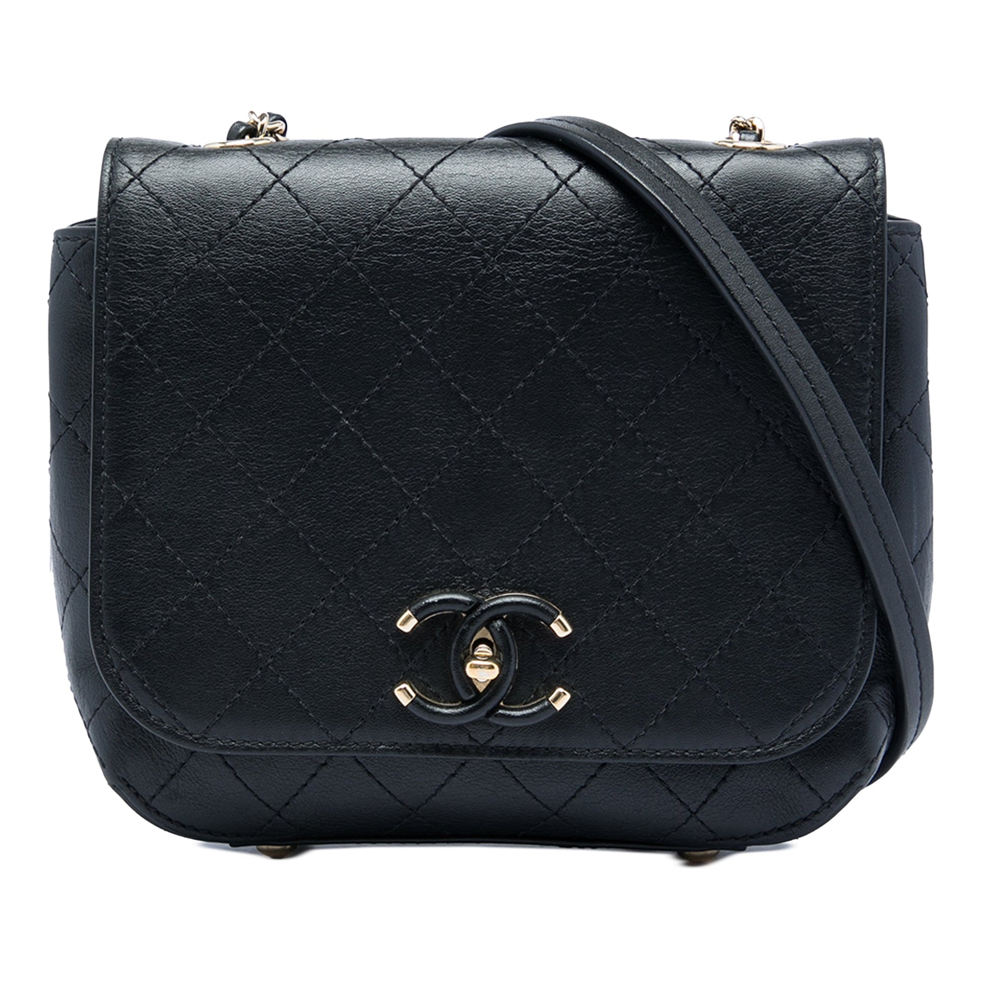 Chanel Small Stitched Calfskin Covered CC Flap