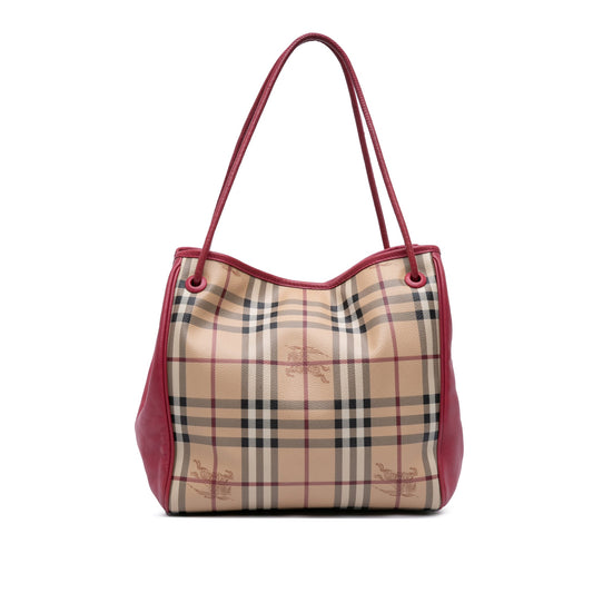 Burberry Small Haymarket Check Coated Canvas and Leather Canterbury Tote