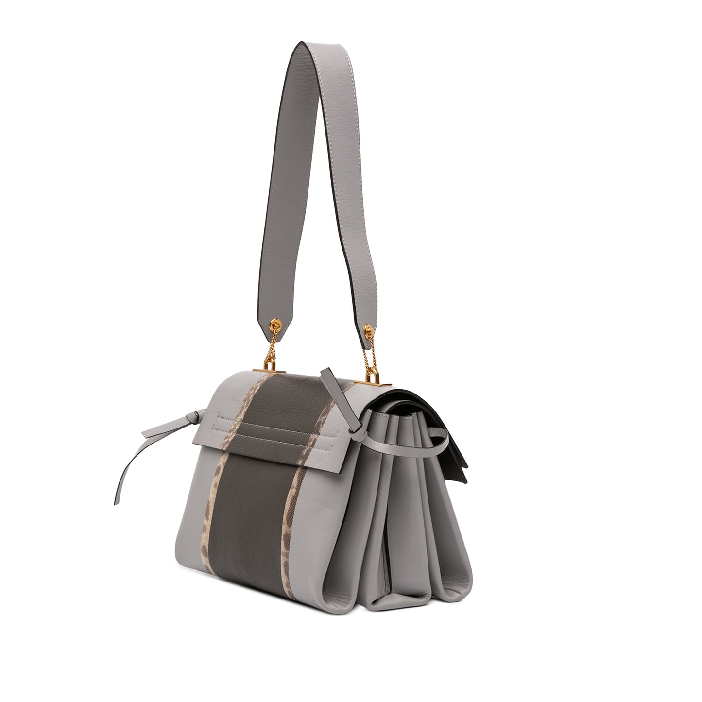 Valentino Small Watersnake Trimmed Colorblock Calfskin Vring Shoulder Bag