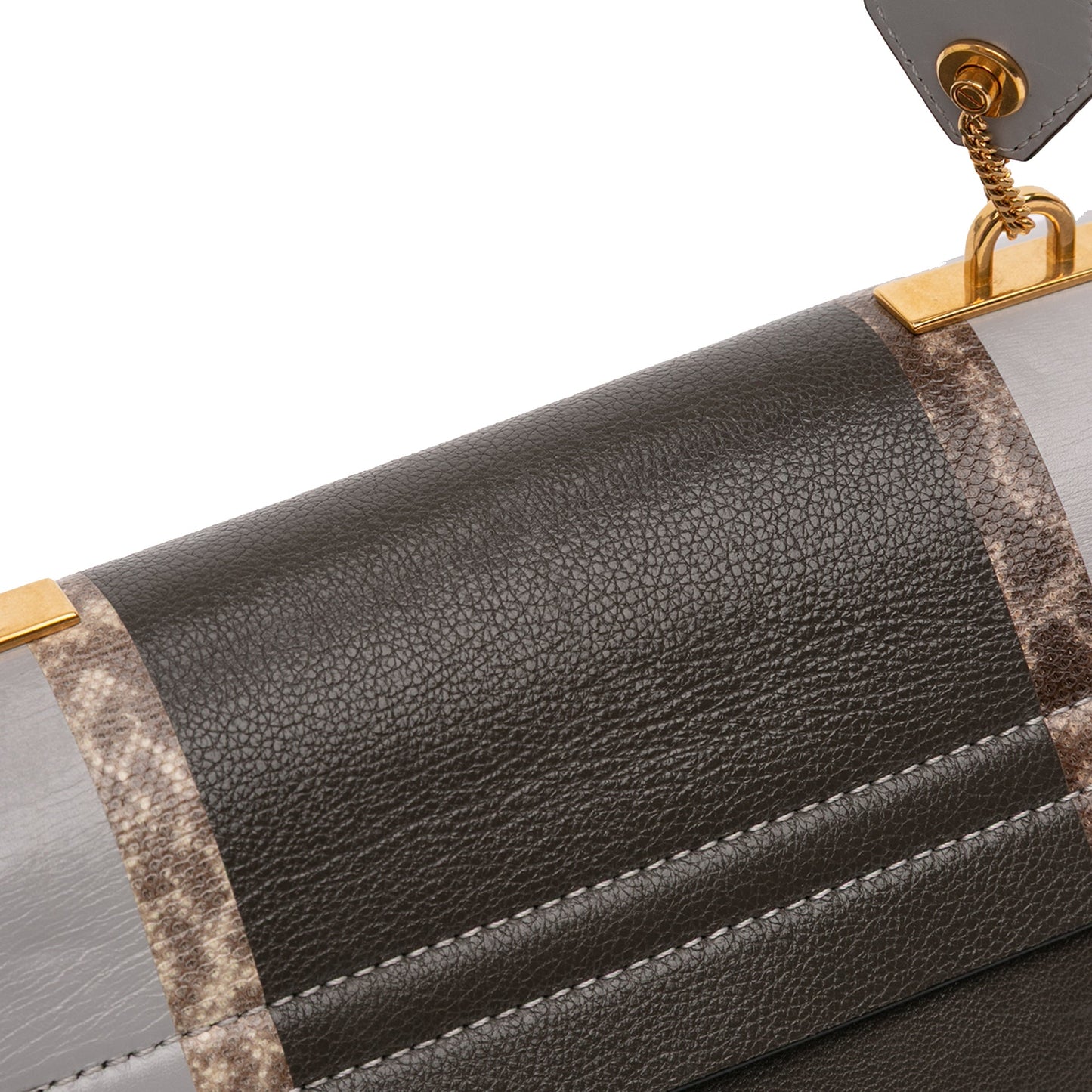 Valentino Small Watersnake Trimmed Colorblock Calfskin Vring Shoulder Bag