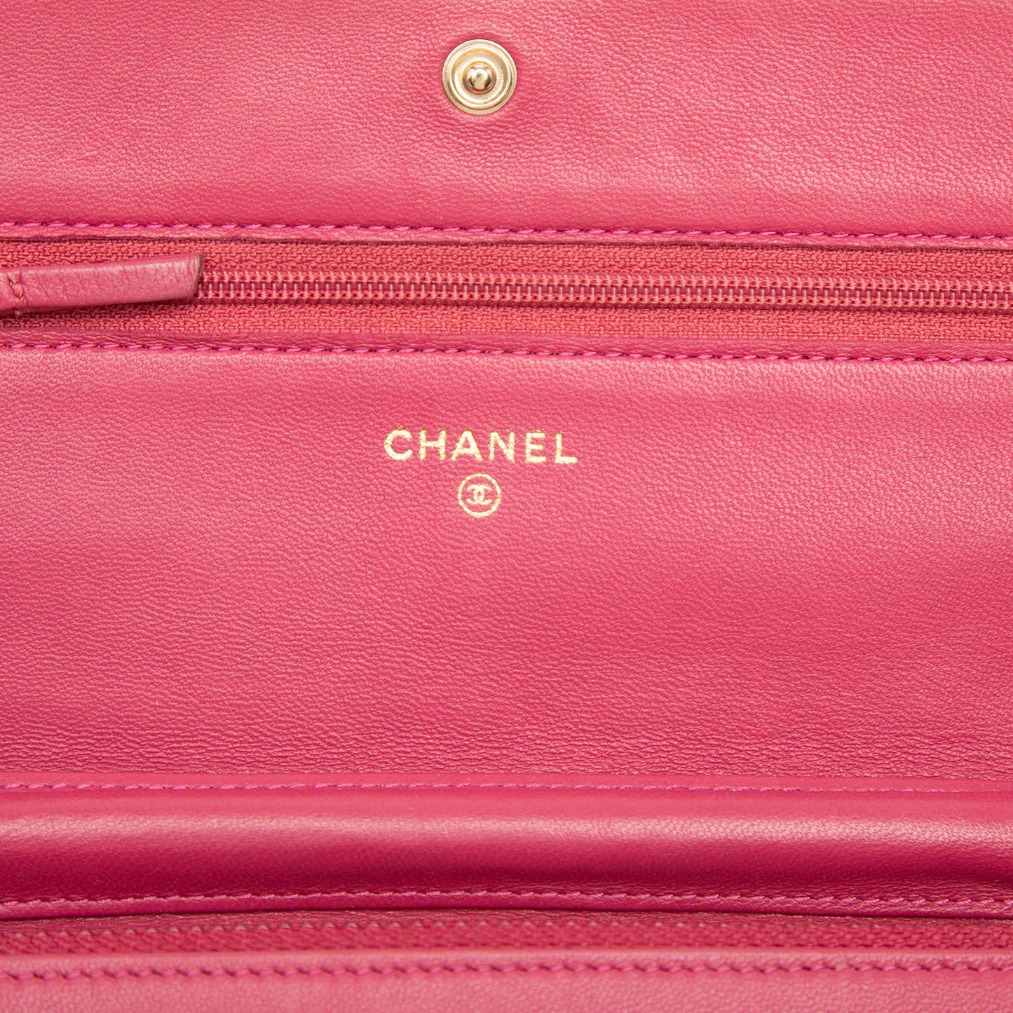 Chanel CC Embossed Lambskin Camellia Wallet On Chain