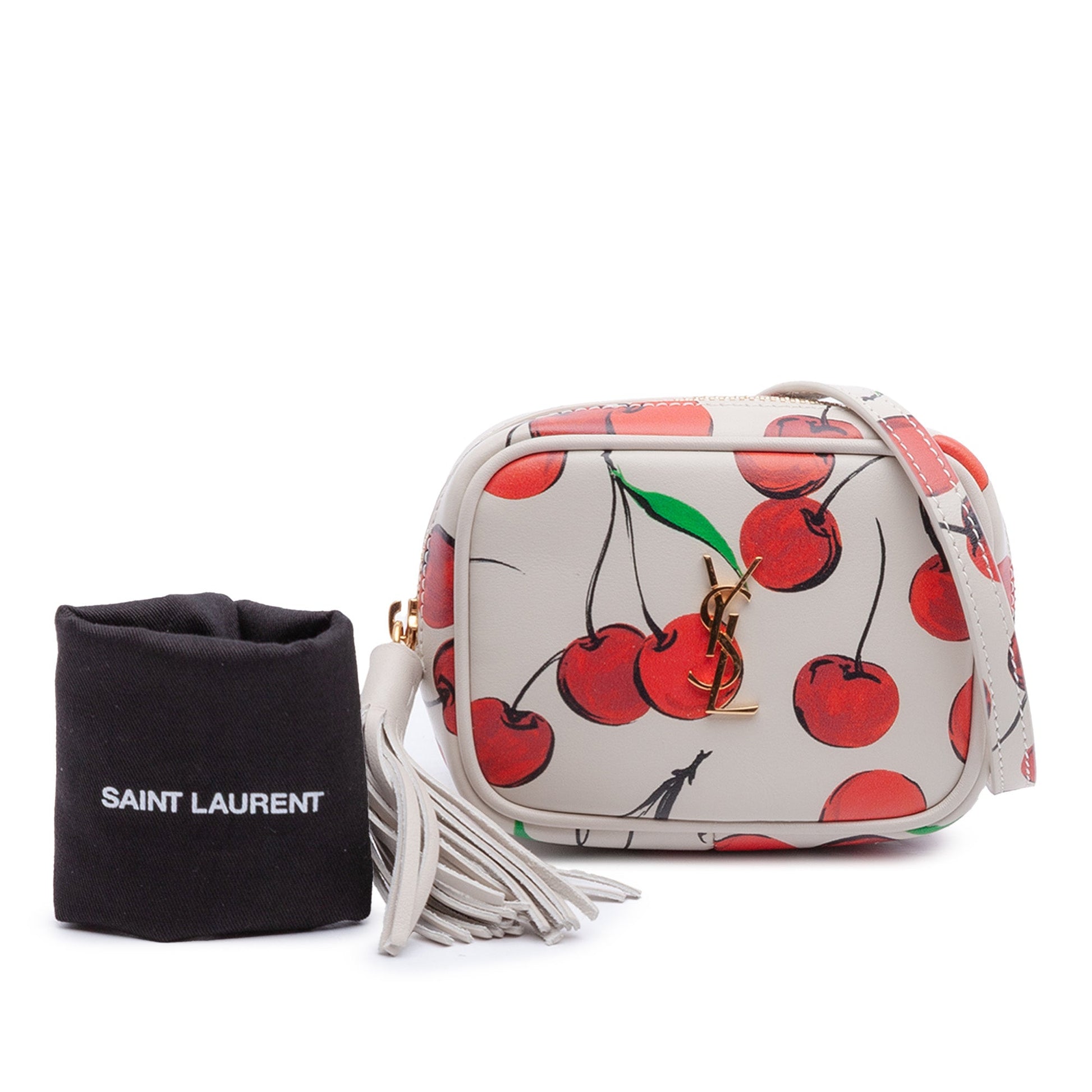 Saint Laurent Baby Calfskin Monogram Cherry Printed Lou Camera Bag
