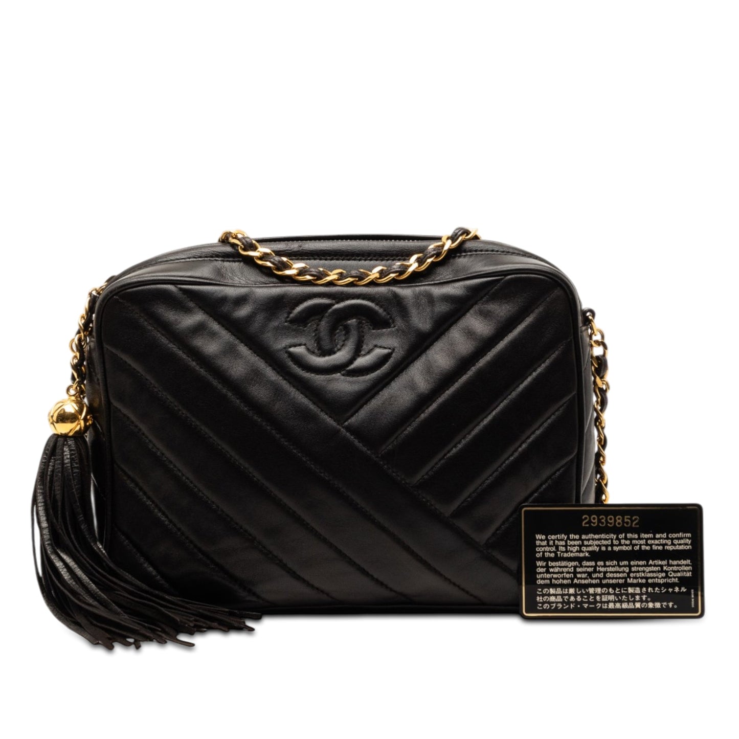 Chanel CC Diagonal Quilted Lambskin Tassel Camera Bag