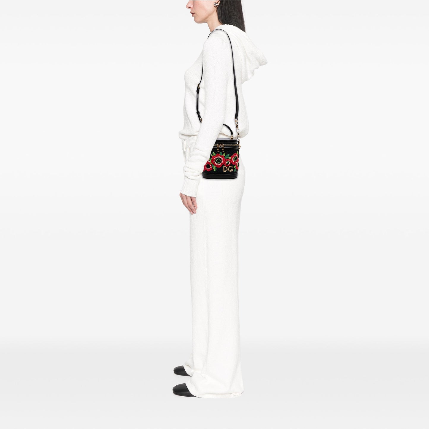 Dolce & Gabbana Floral Embroidered Raffia and Lizard Embossed Calfskin DG Girls Vanity Bag