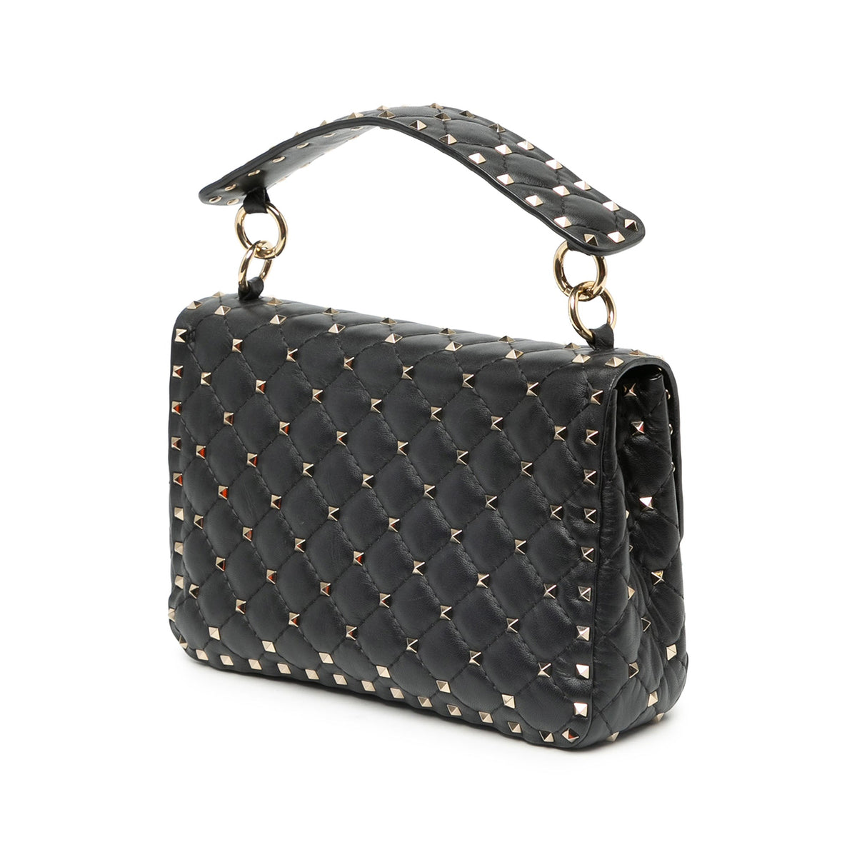 Valentino Medium Lambskin VLTN Rockstud Spike Satchel — Black