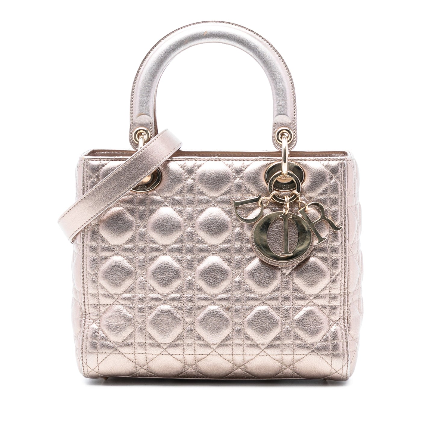 Dior Medium Metallic Lambskin Cannage Lady Dior