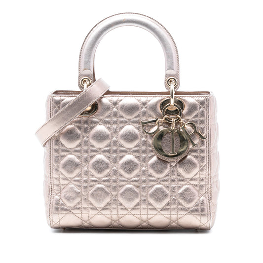Dior Medium Metallic Lambskin Cannage Lady Dior