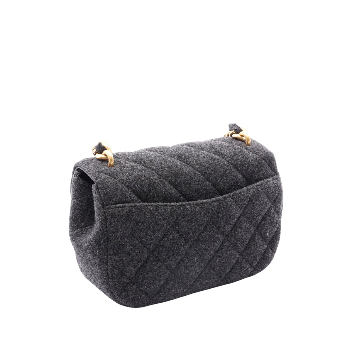 Chanel Small CC Quilted Felt Flap — Gray