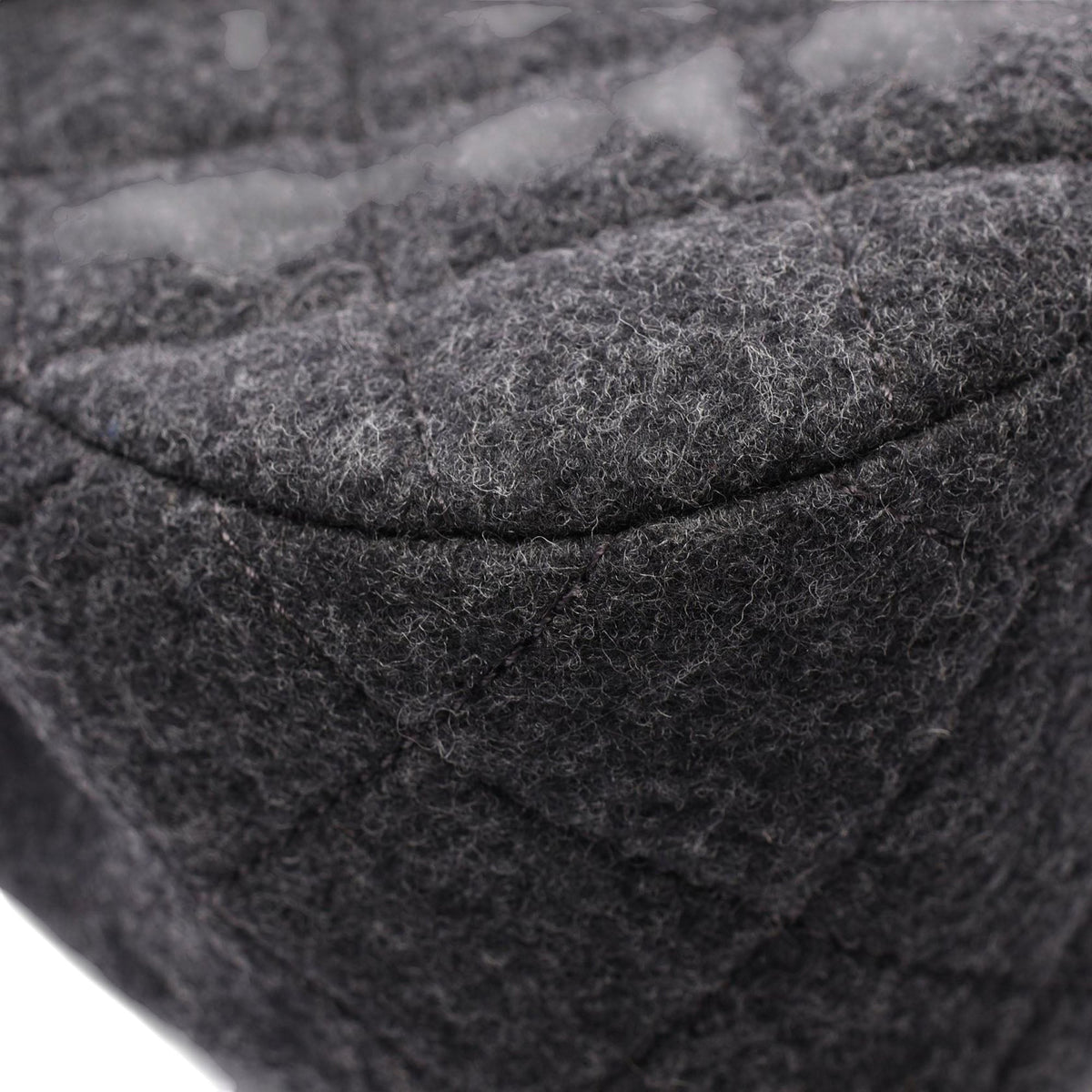 Chanel Small CC Quilted Felt Flap — Gray