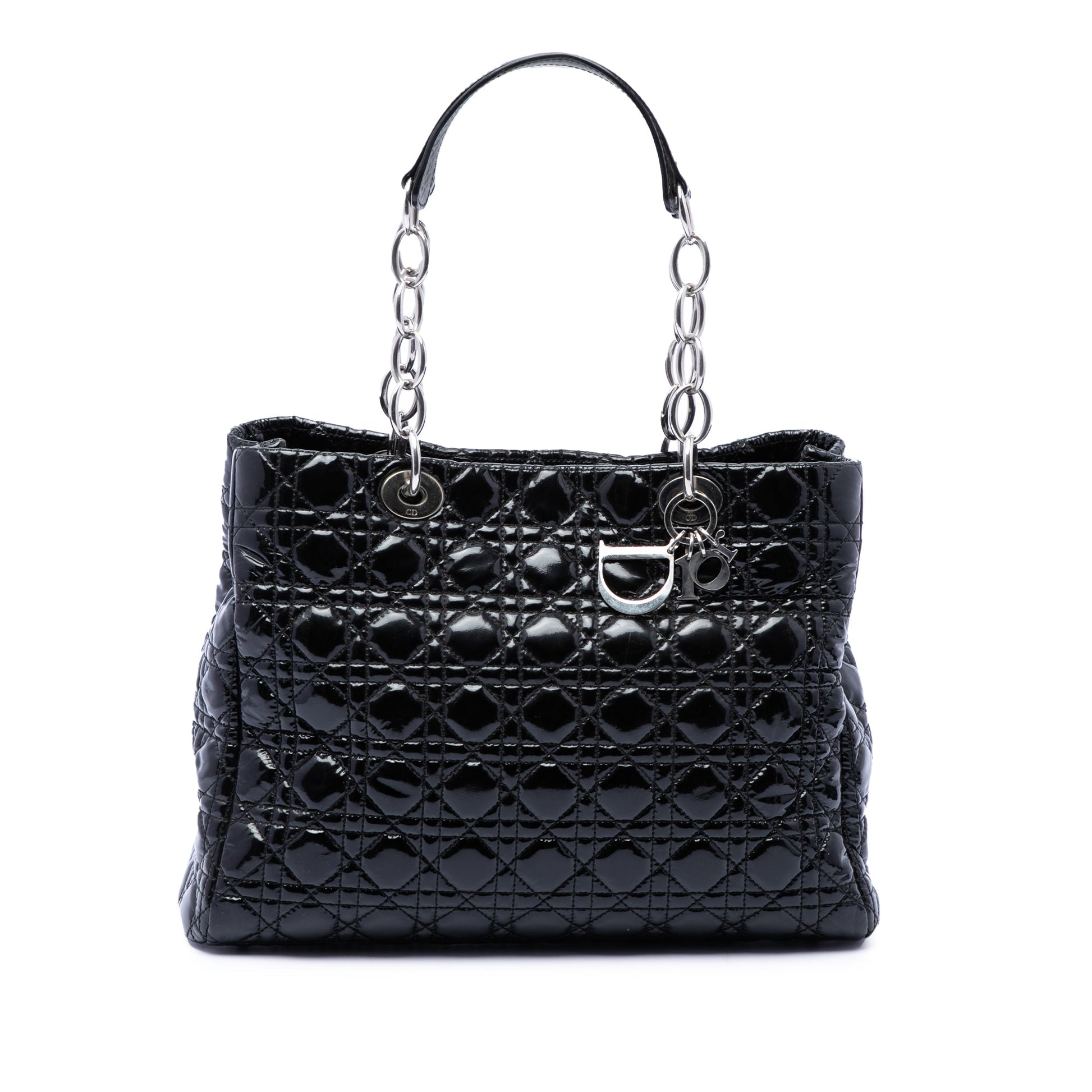Dior Large Patent Cannage Lady Dior Soft Shopping Tote