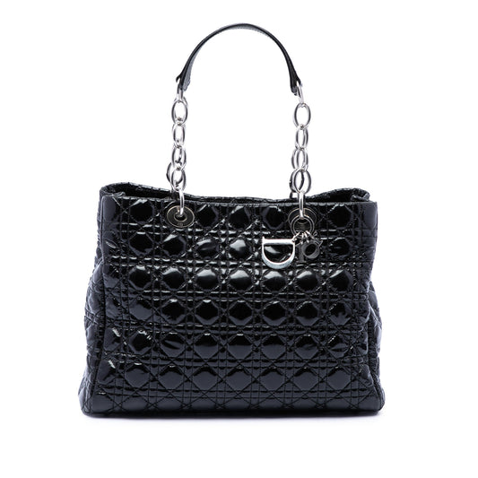 Dior Large Patent Cannage Lady Dior Soft Shopping Tote