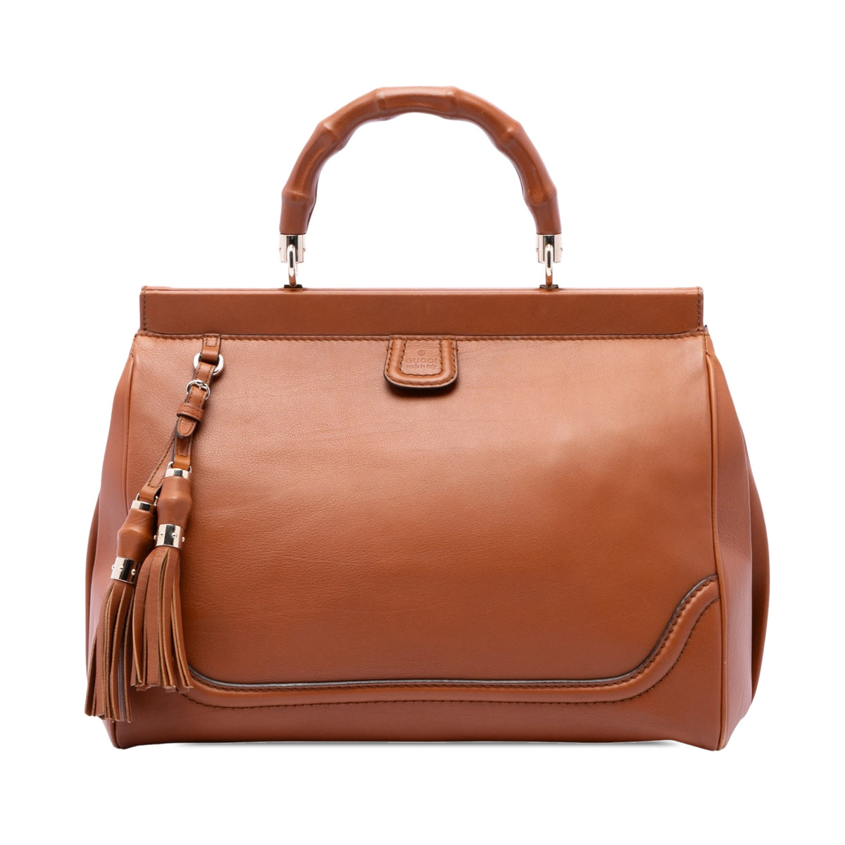 Gucci Medium Calfskin Bold Bamboo Top Handle Bag