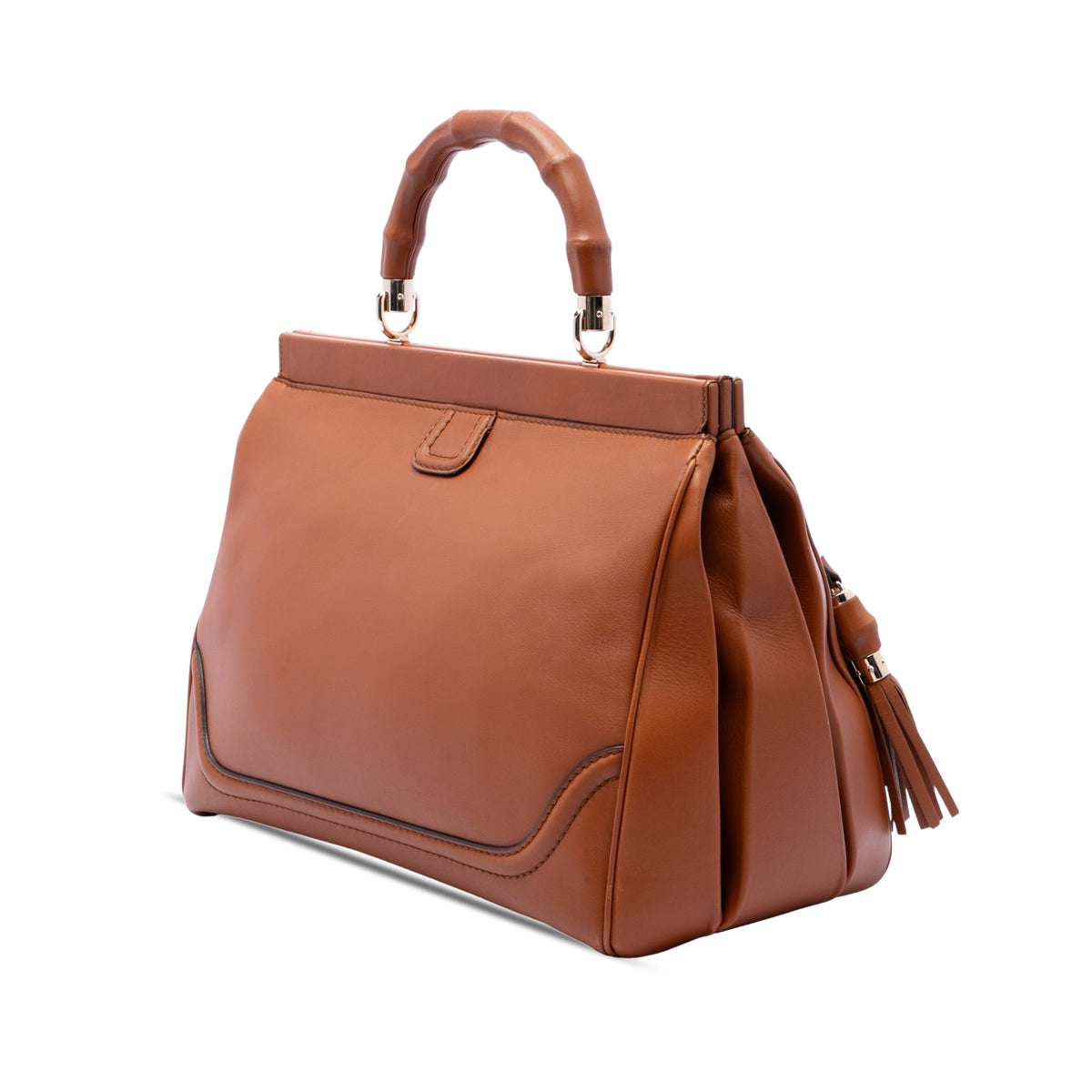 Gucci Medium Calfskin Bold Bamboo Top Handle Bag
