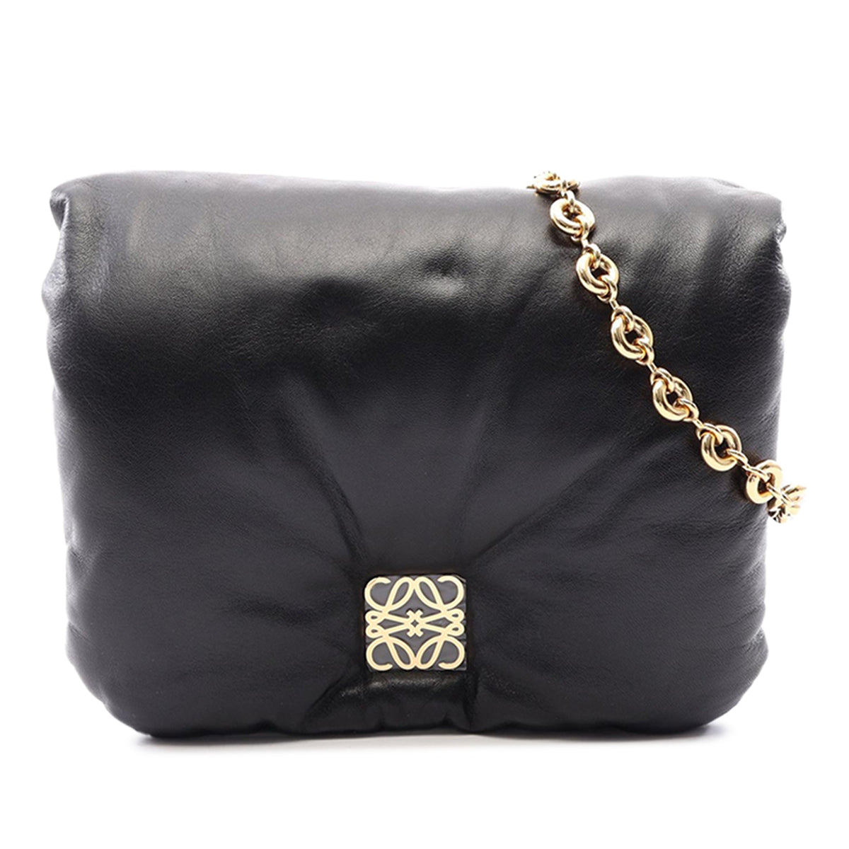LOEWE Shiny Lambskin Goya Puffer Chain Bag
