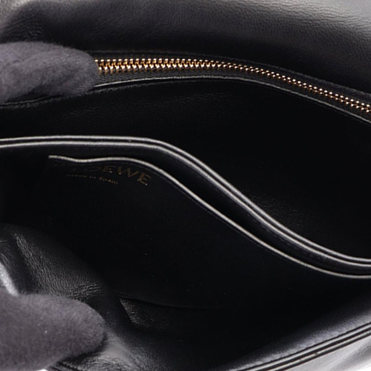 LOEWE Shiny Lambskin Goya Puffer Chain Bag