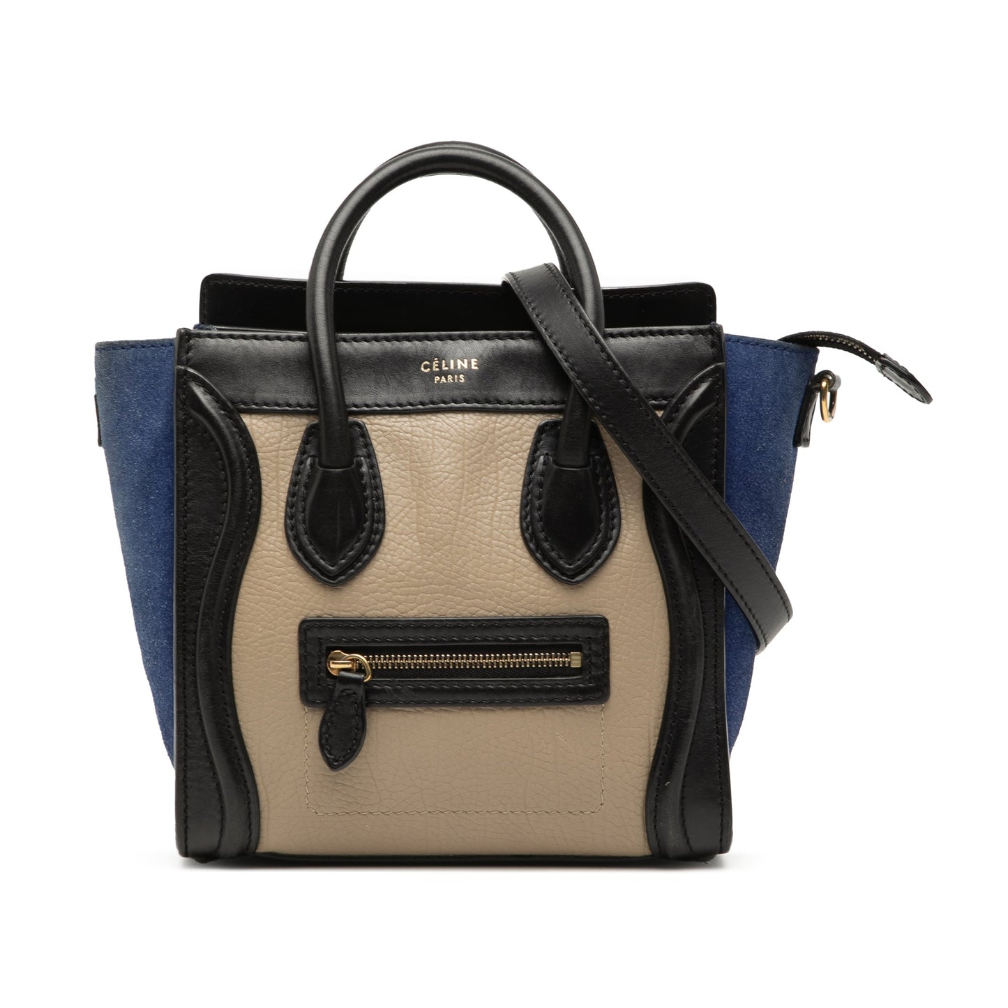 Celine Nano Tricolor Calfskin and Suede Luggage Tote