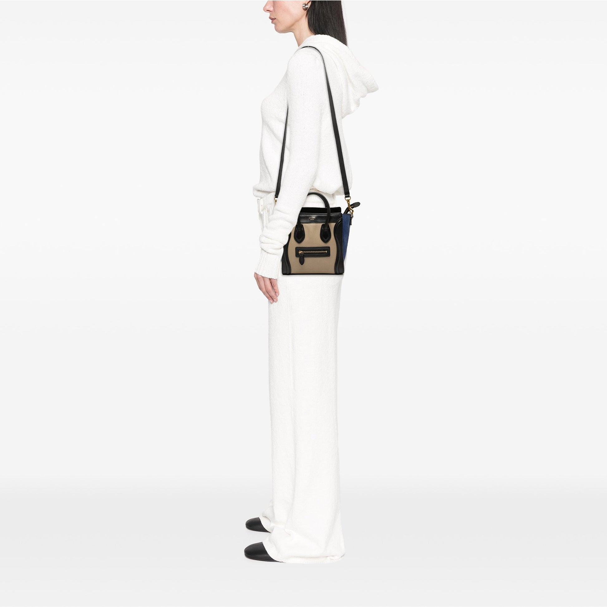 Celine Nano Tricolor Calfskin and Suede Luggage Tote