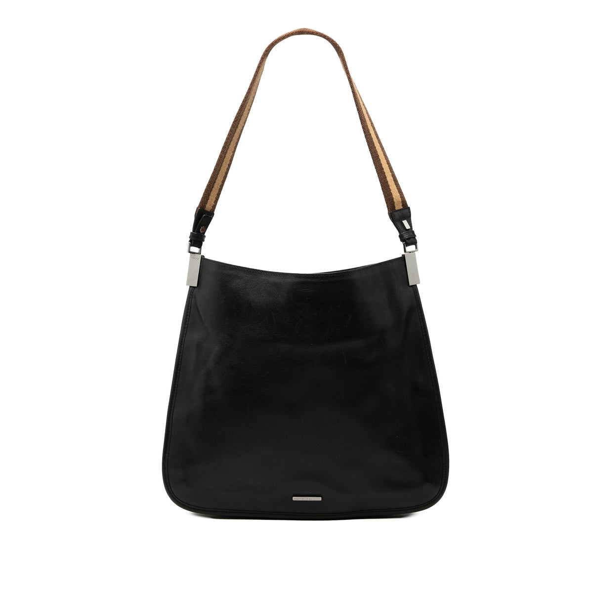 Gucci Calfskin Web Shoulder Bag — Black