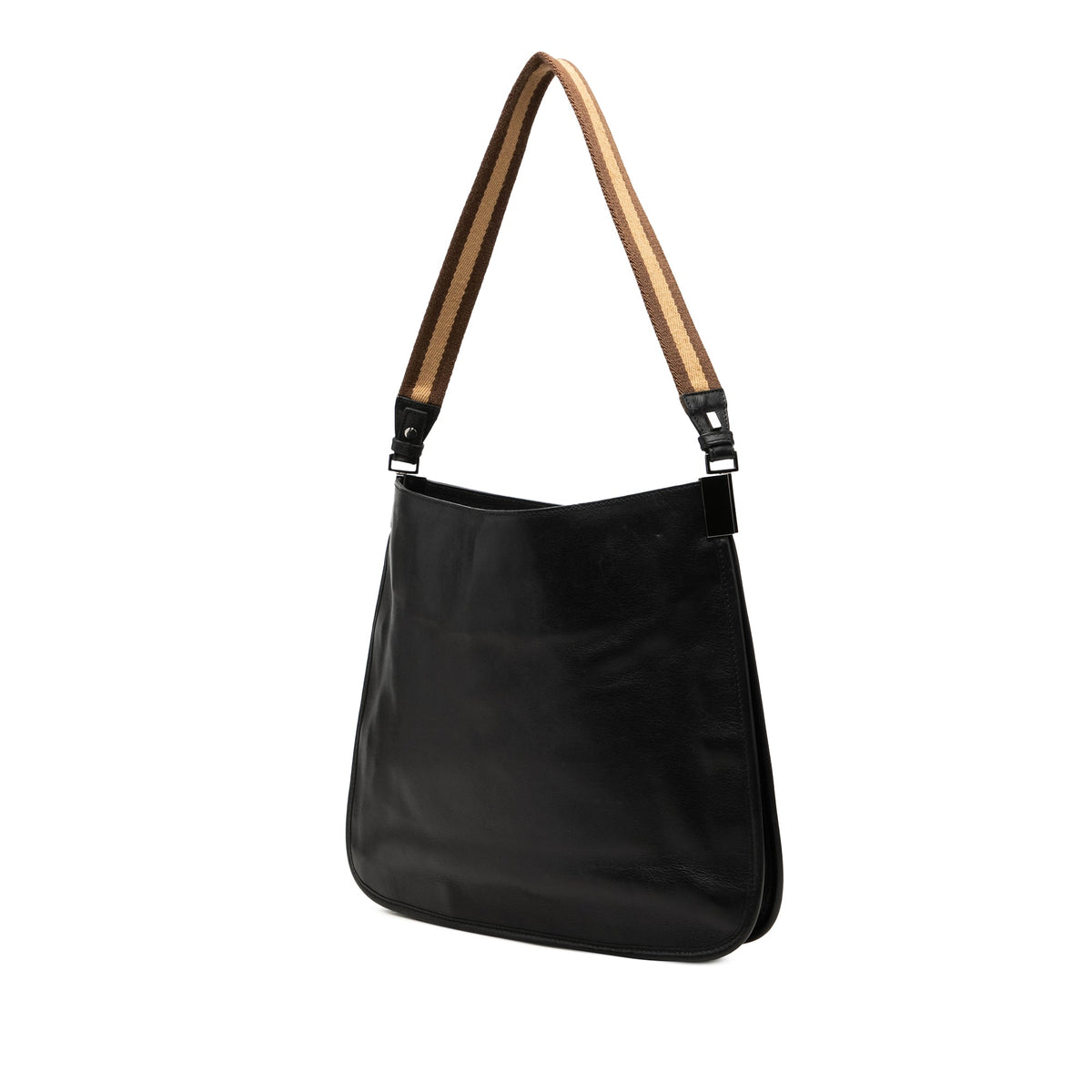 Gucci Calfskin Web Shoulder Bag — Black