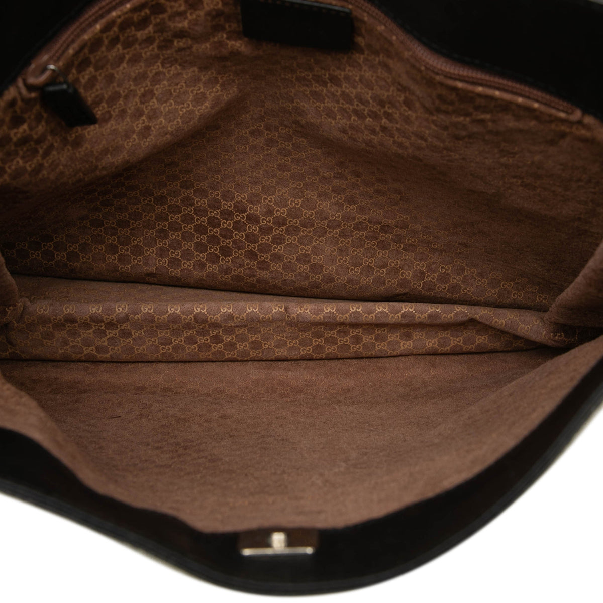 Gucci Calfskin Web Shoulder Bag — Black