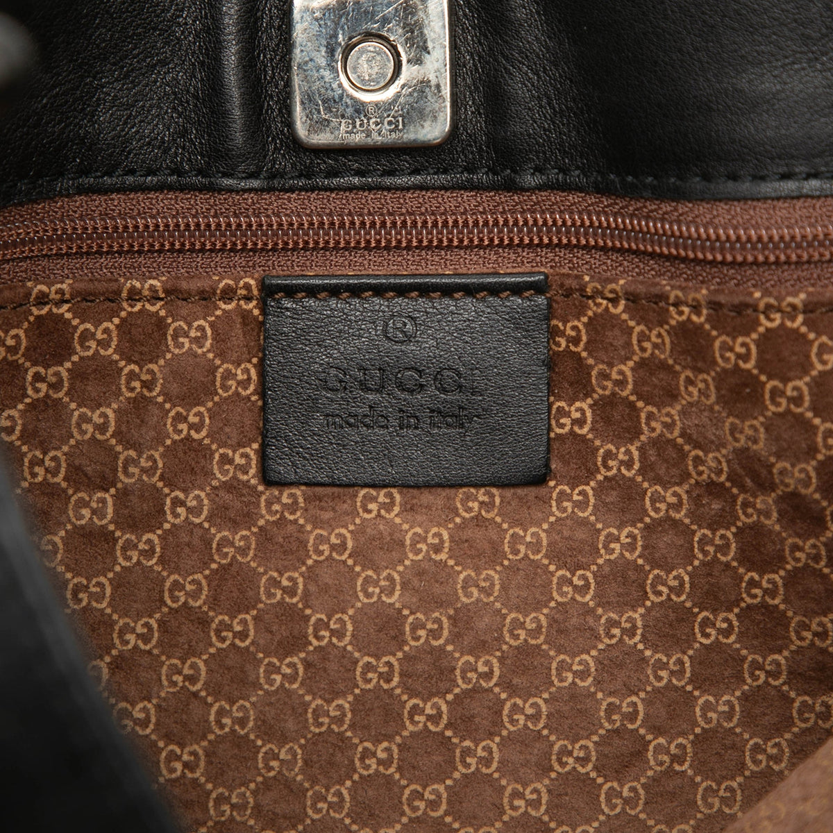 Gucci Calfskin Web Shoulder Bag — Black