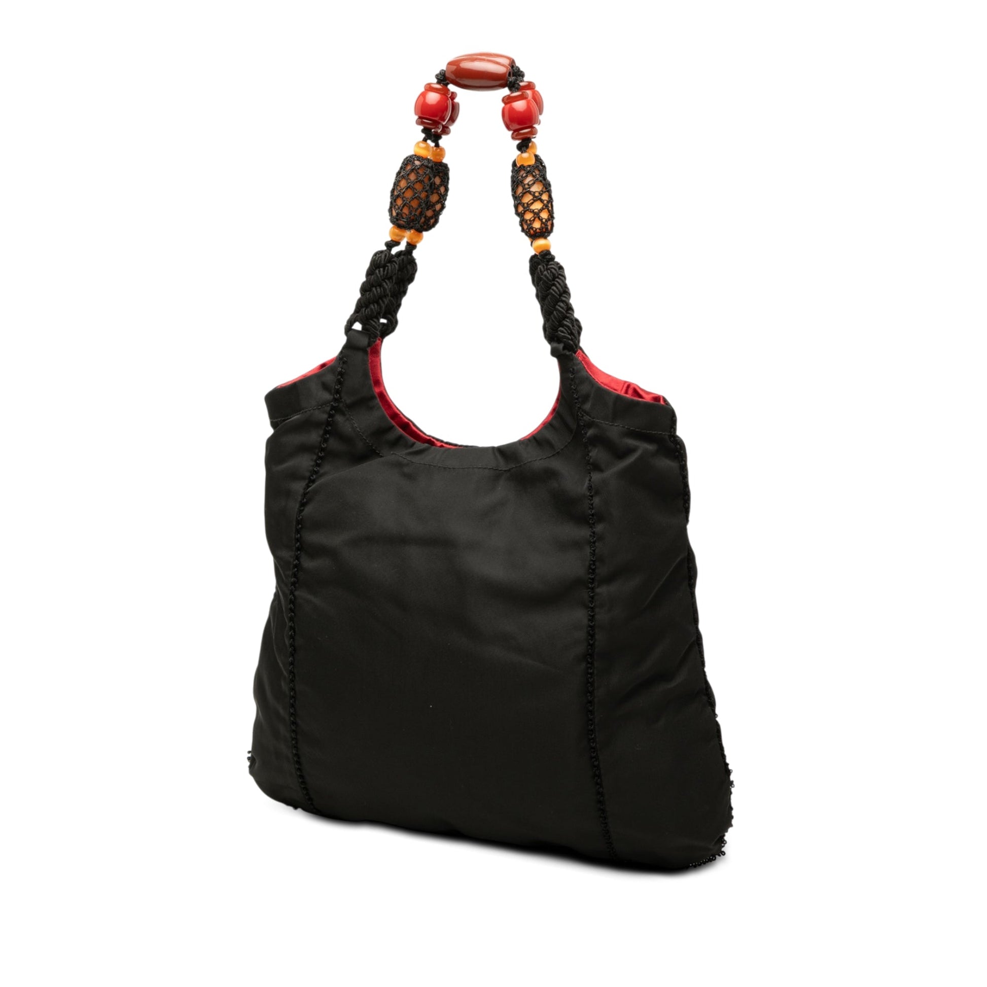 Prada Tessuto Beaded Handle Hobo