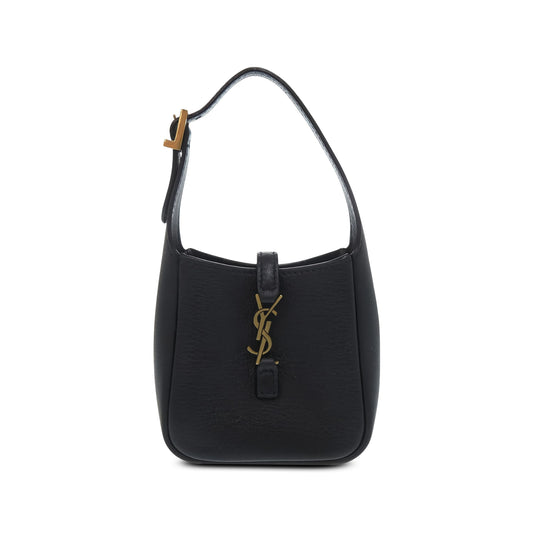 Saint Laurent Micro Grained Calfskin Supple Le 5 a 7 Handbag — Black
