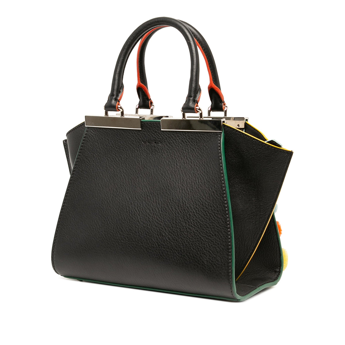 Fendi Mini Leather Pom Pom 3Jours Satchel — Black