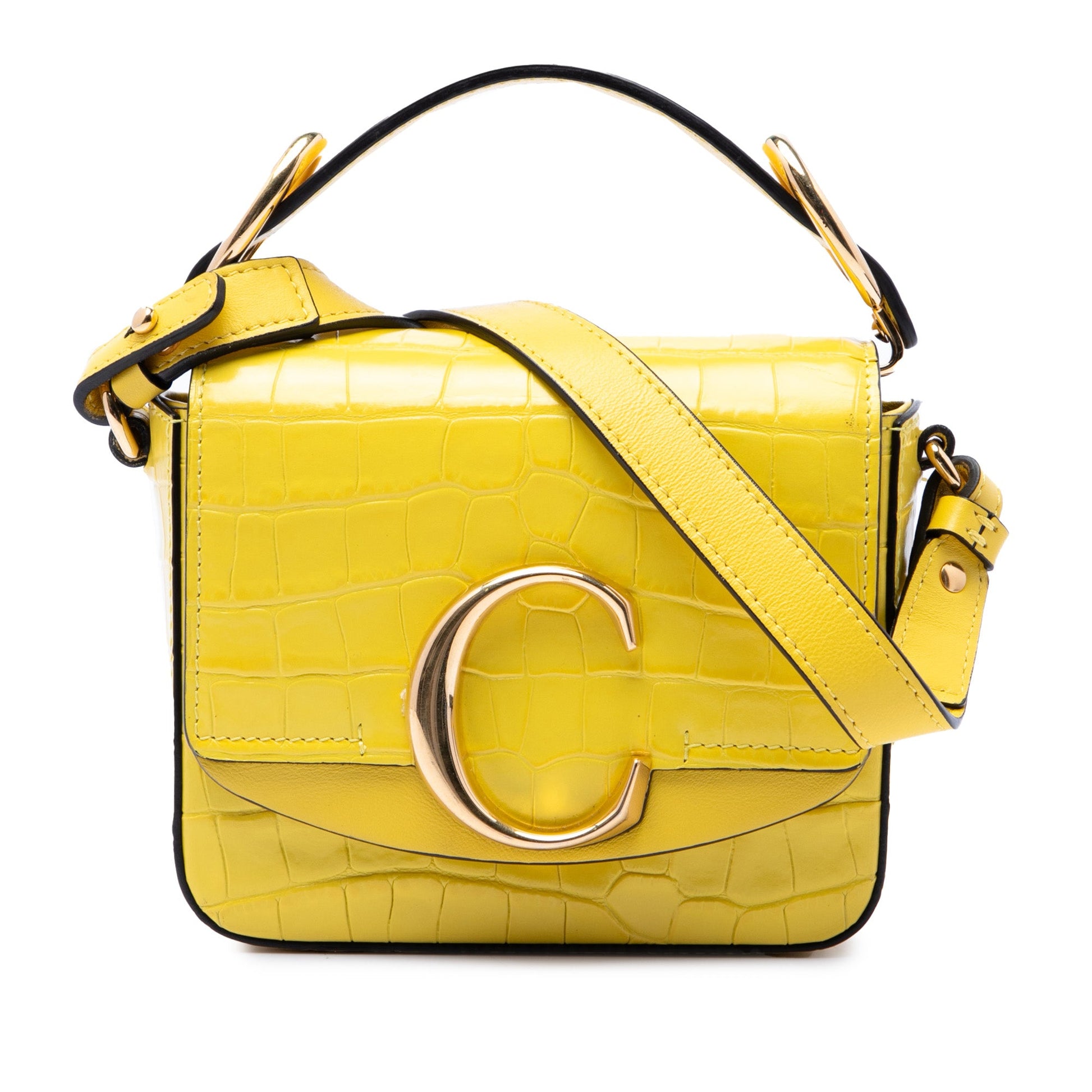 Chloé Mini Croc Embossed Calfskin C Satchel