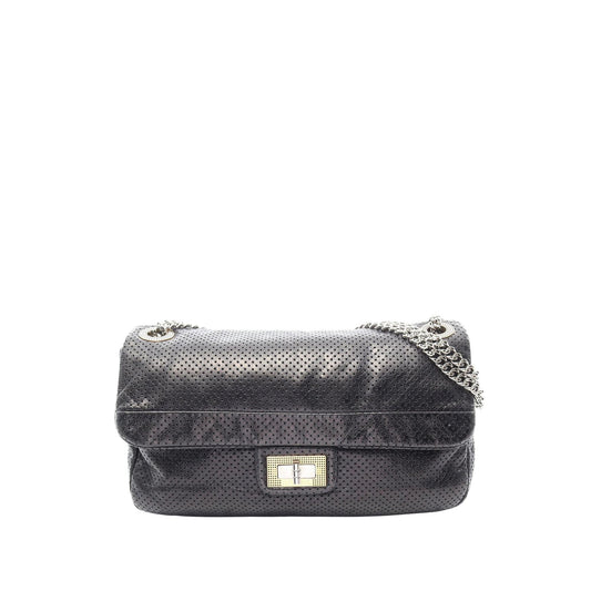 Chanel Medium Perforated Calfskin Reissue 2.55 Drill Flap — Black