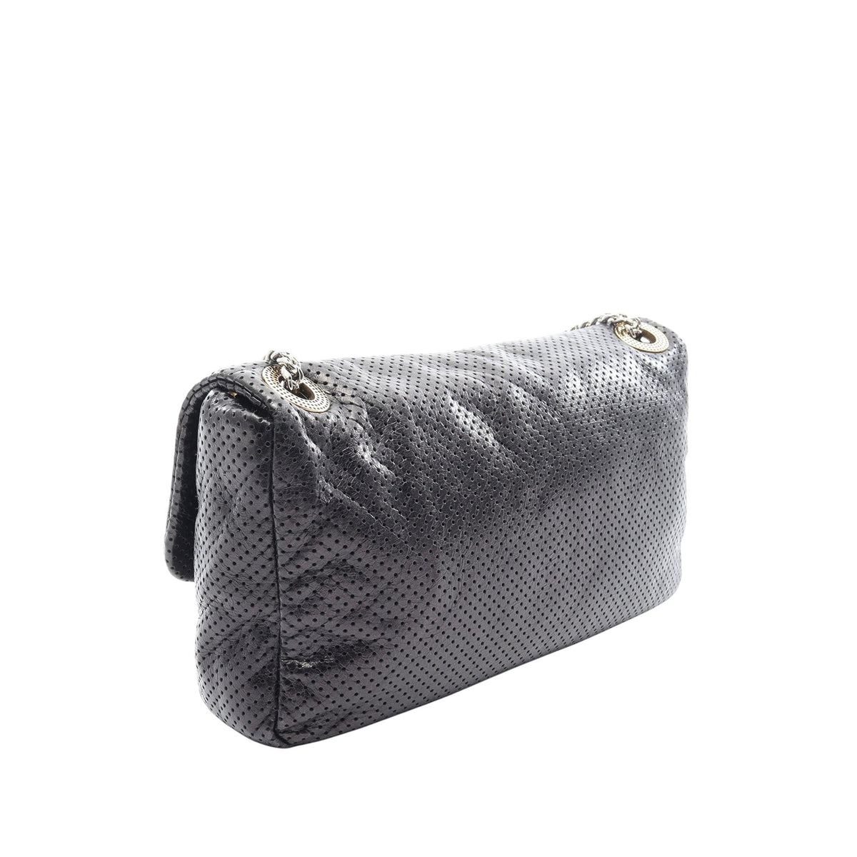 Chanel Medium Perforated Calfskin Reissue 2.55 Drill Flap — Black