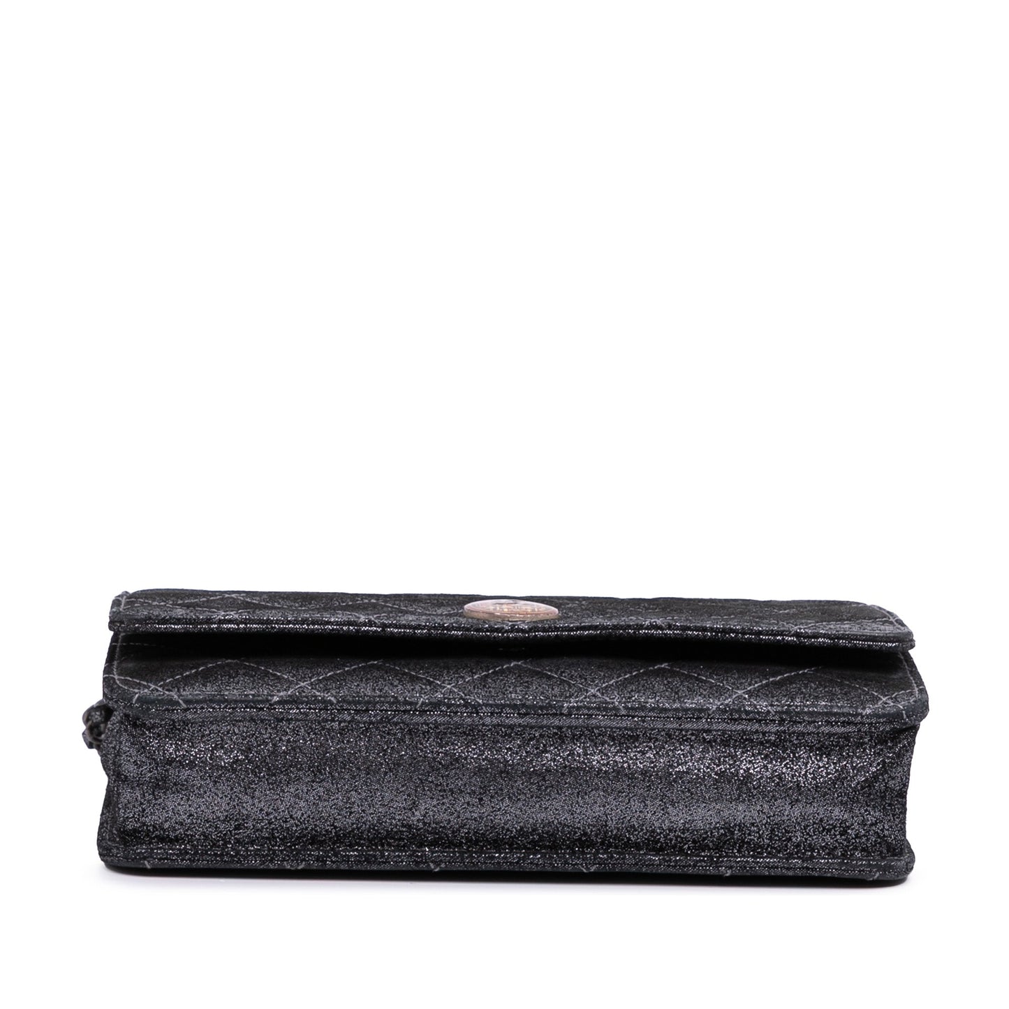 Chanel Quilted Iridescent Lambskin Tartan Button Wallet On Chain