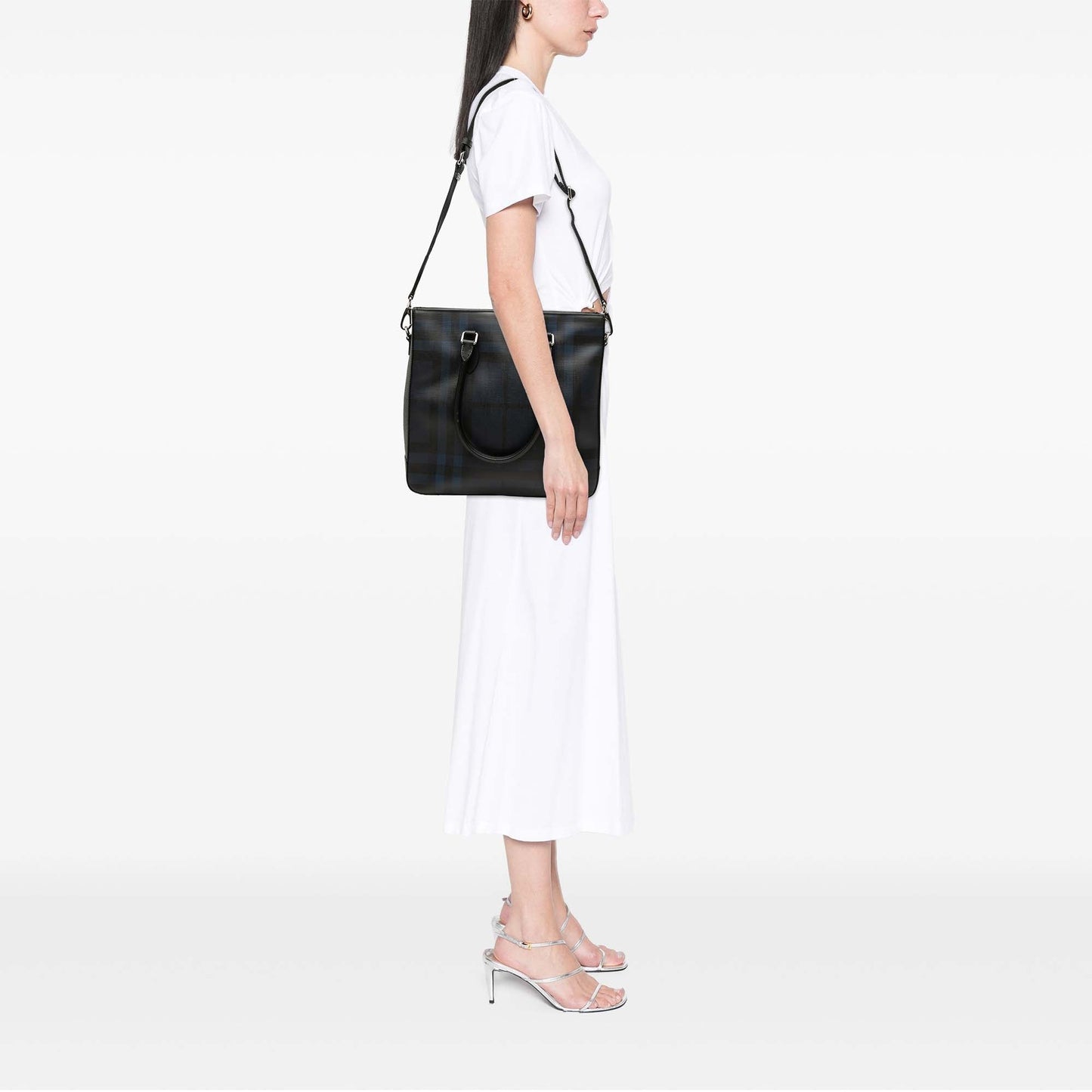 Burberry London Check Coated Canvas Kenneth Satchel