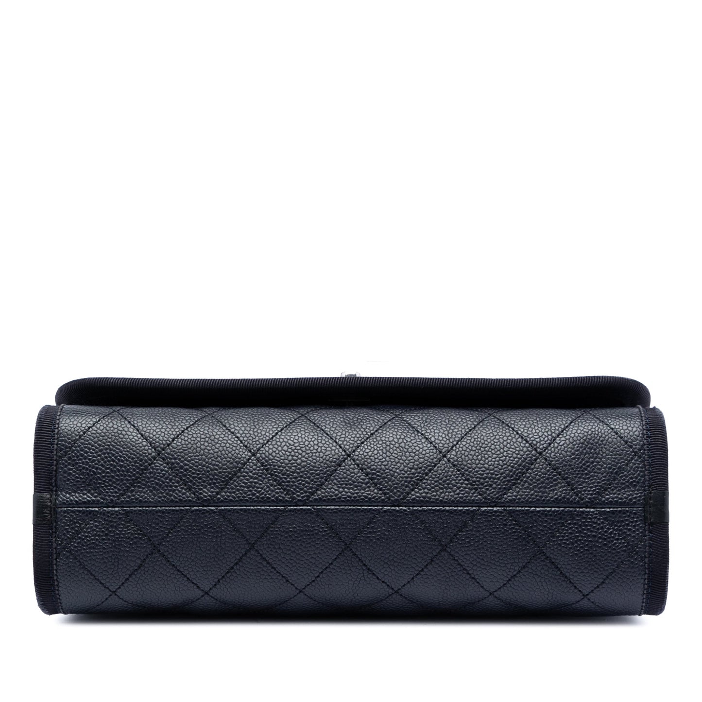 Chanel CC Bicolor Quilted Caviar and Grosgrain Top Handle Flap