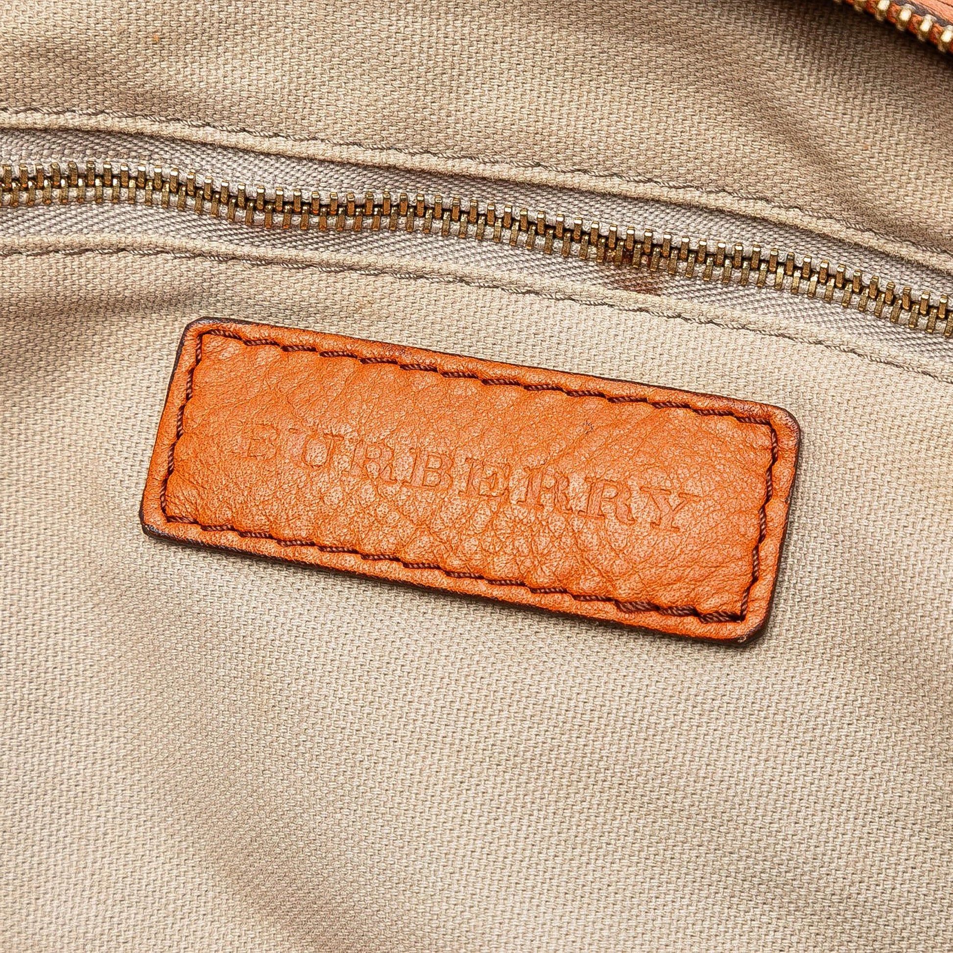 Burberry Medium House Check Canvas Ashwood Hobo