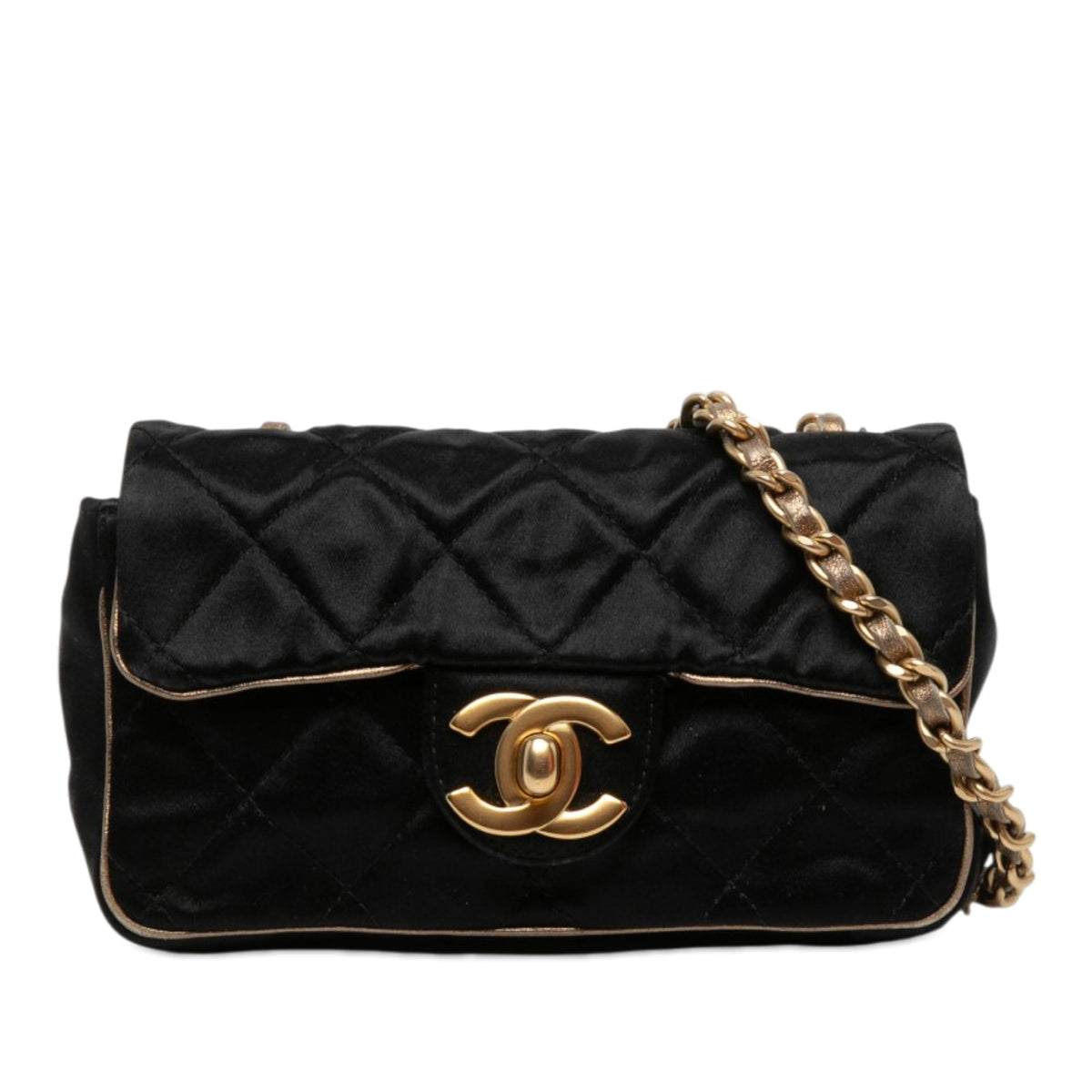 Chanel Extra Mini Quilted Satin Flap — Black