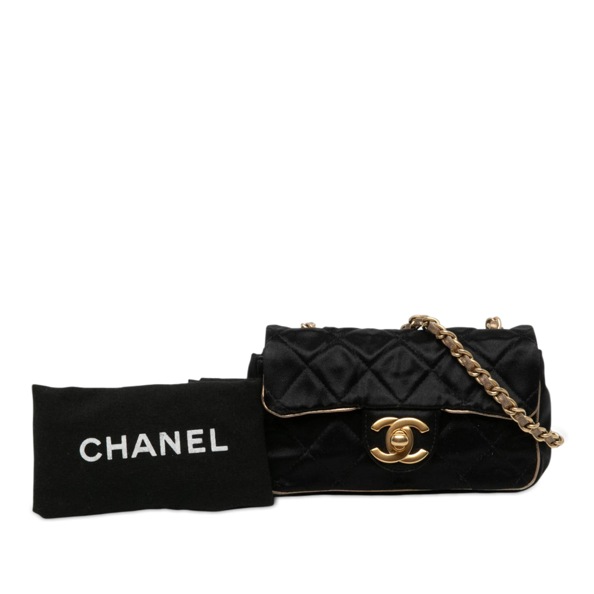 Chanel Extra Mini Quilted Satin Flap — Black