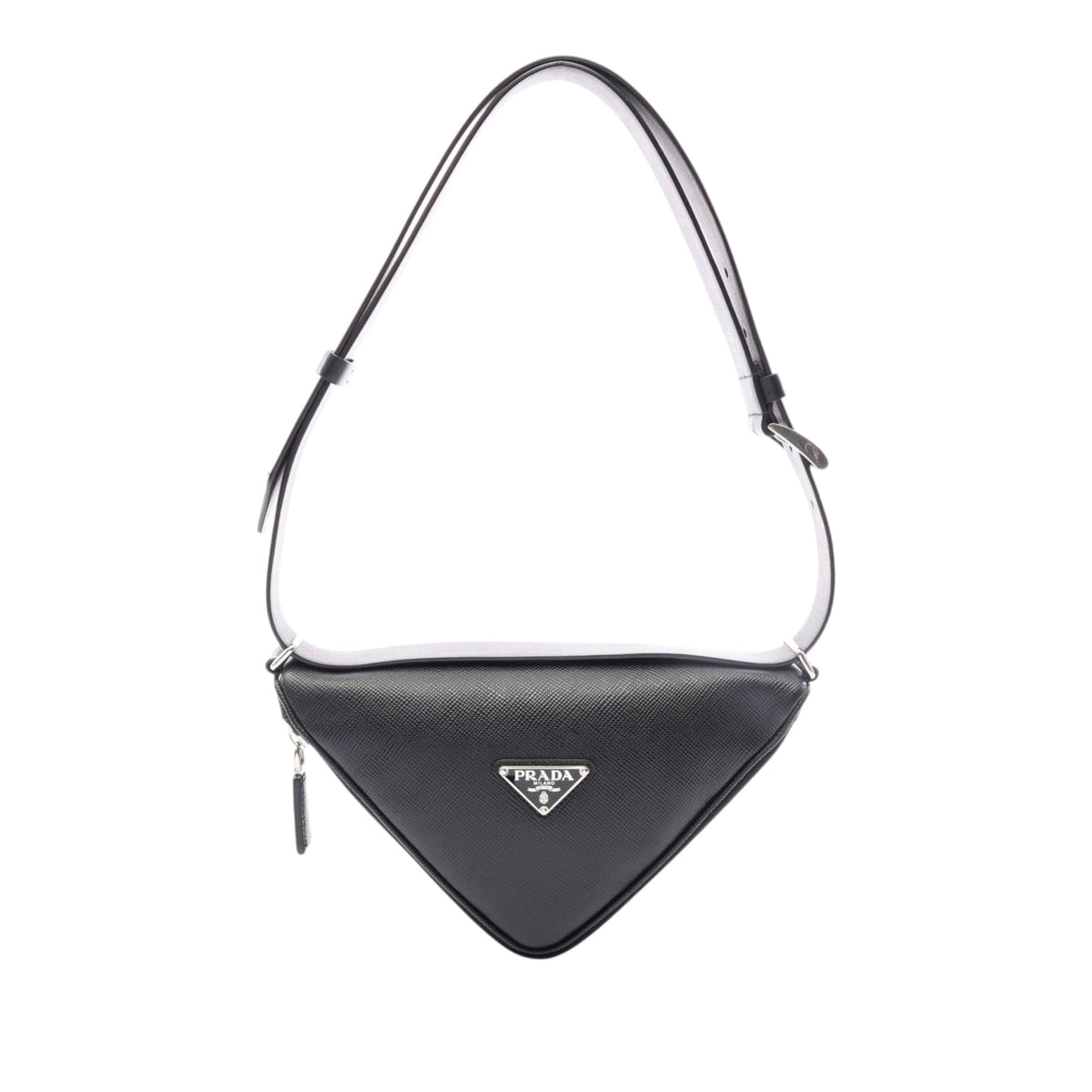 Prada Saffiano Triangle Logo Crossbody — Black