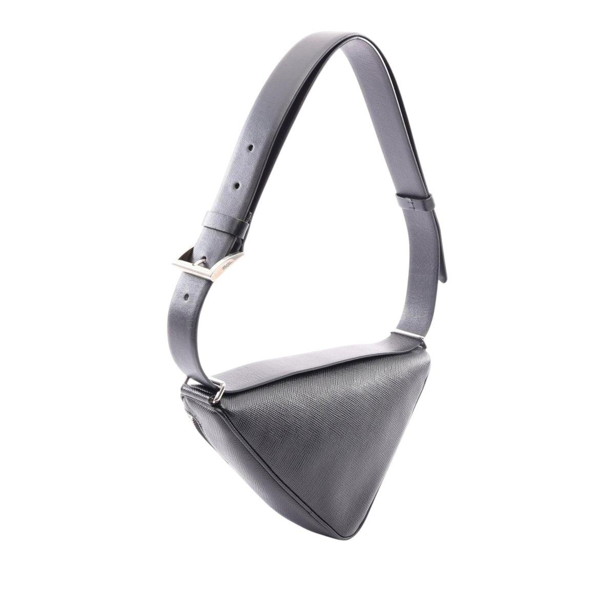 Prada Saffiano Triangle Logo Crossbody — Black