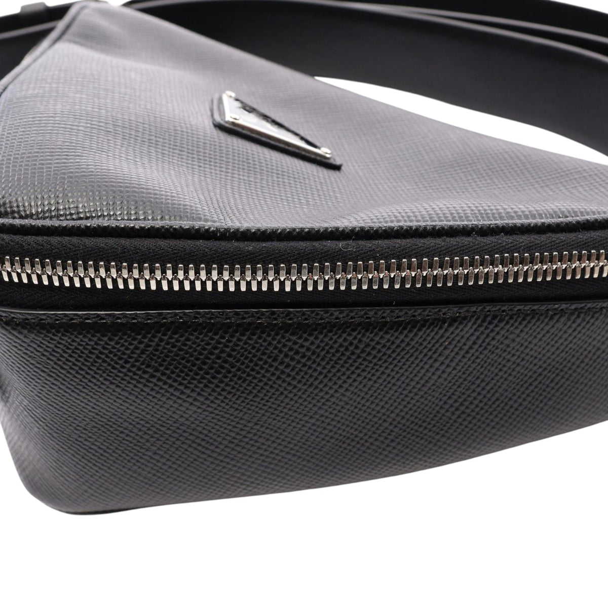 Prada Saffiano Triangle Logo Crossbody — Black