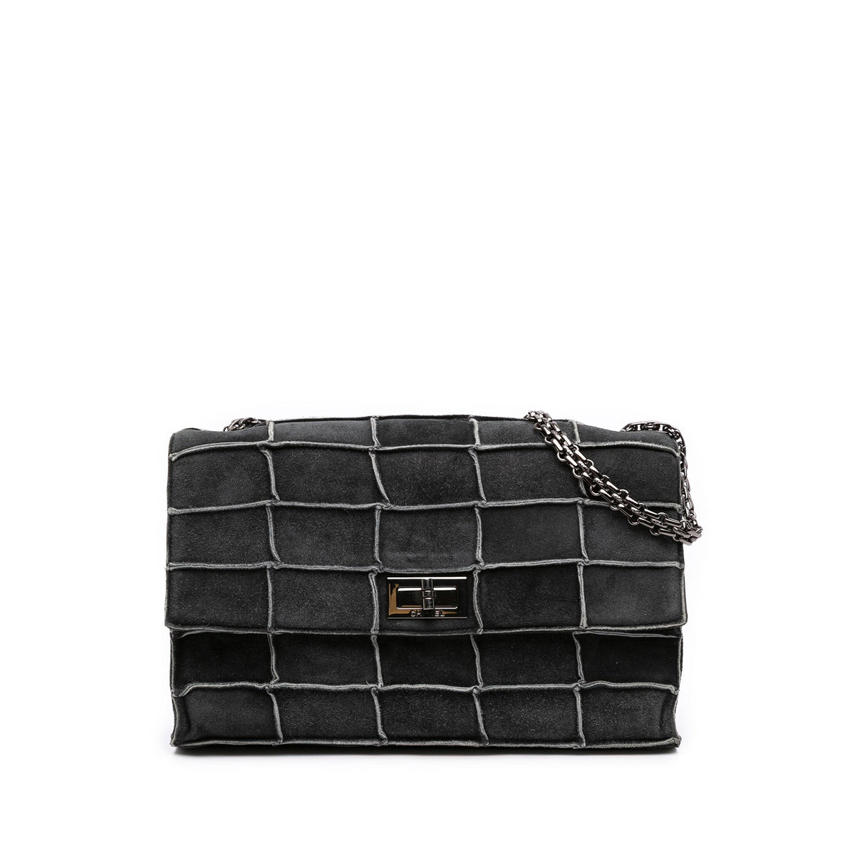 Chanel Identification Suede Patchwork Reissue 2.55 Flap — Gray