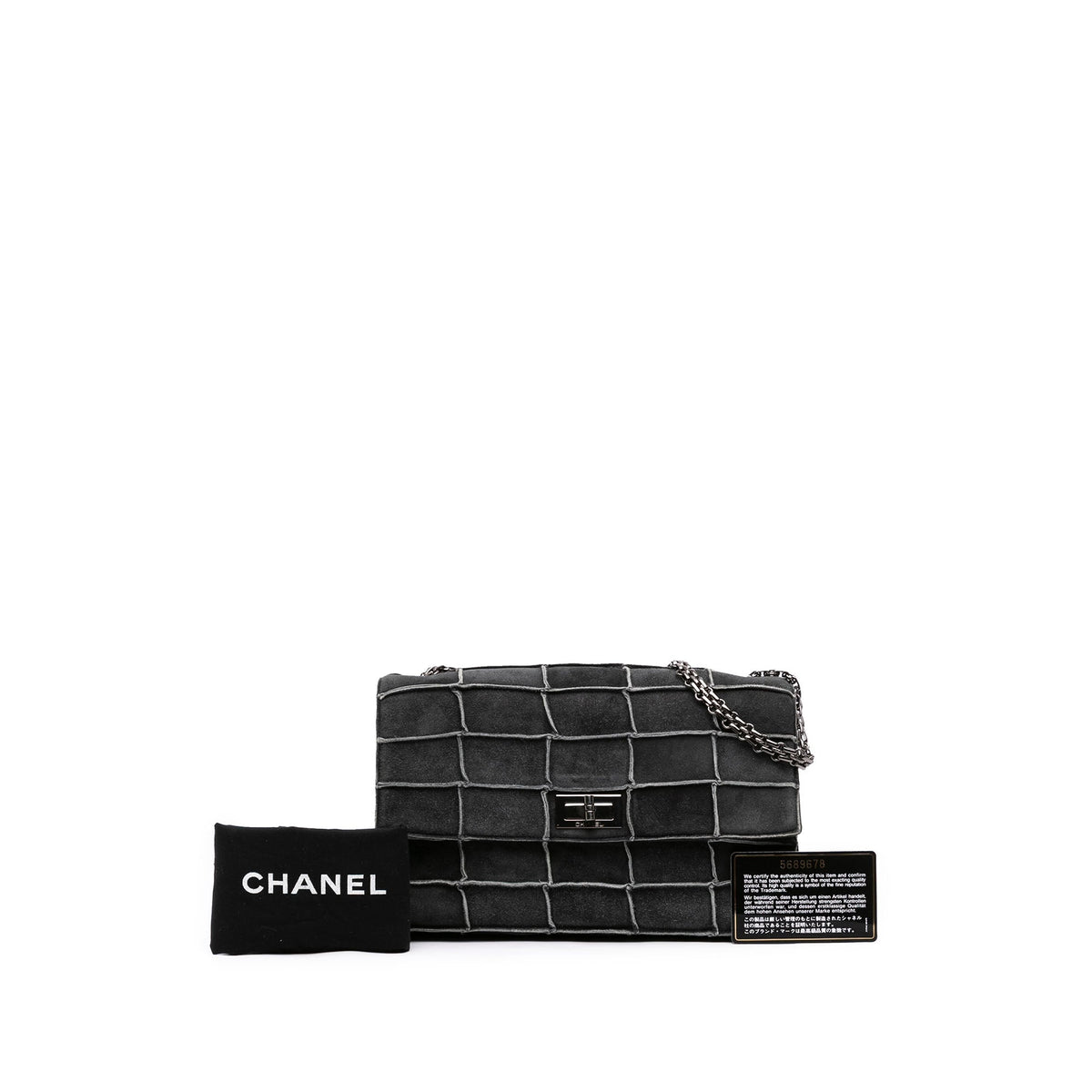 Chanel Identification Suede Patchwork Reissue 2.55 Flap — Gray