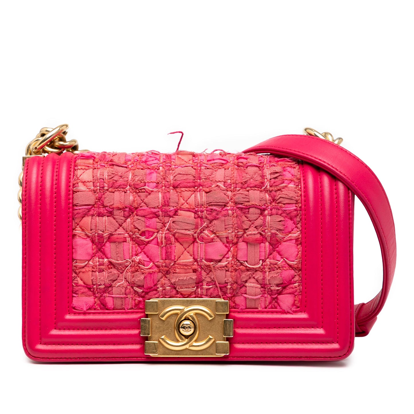 Chanel Mini Quilted Tweed and Lambskin Boy Flap