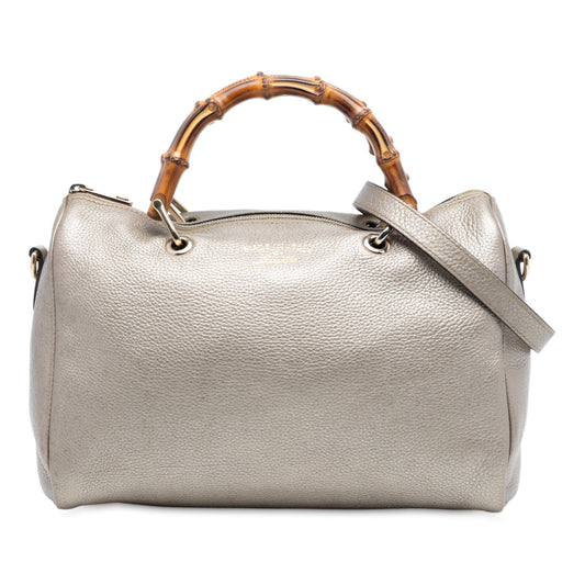 Gucci Medium Calfskin Bamboo Shopper Boston Bag