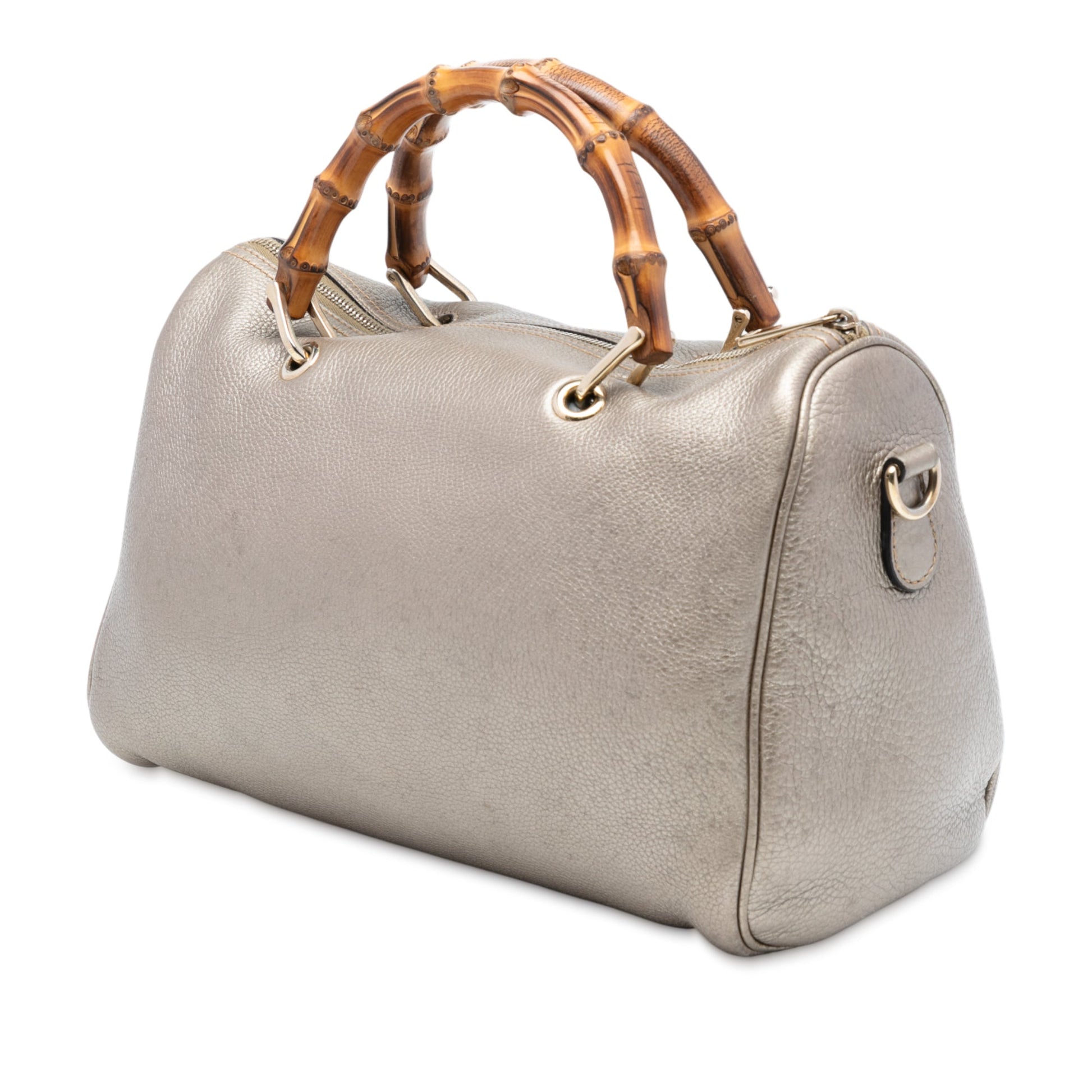 Gucci Medium Calfskin Bamboo Shopper Boston Bag