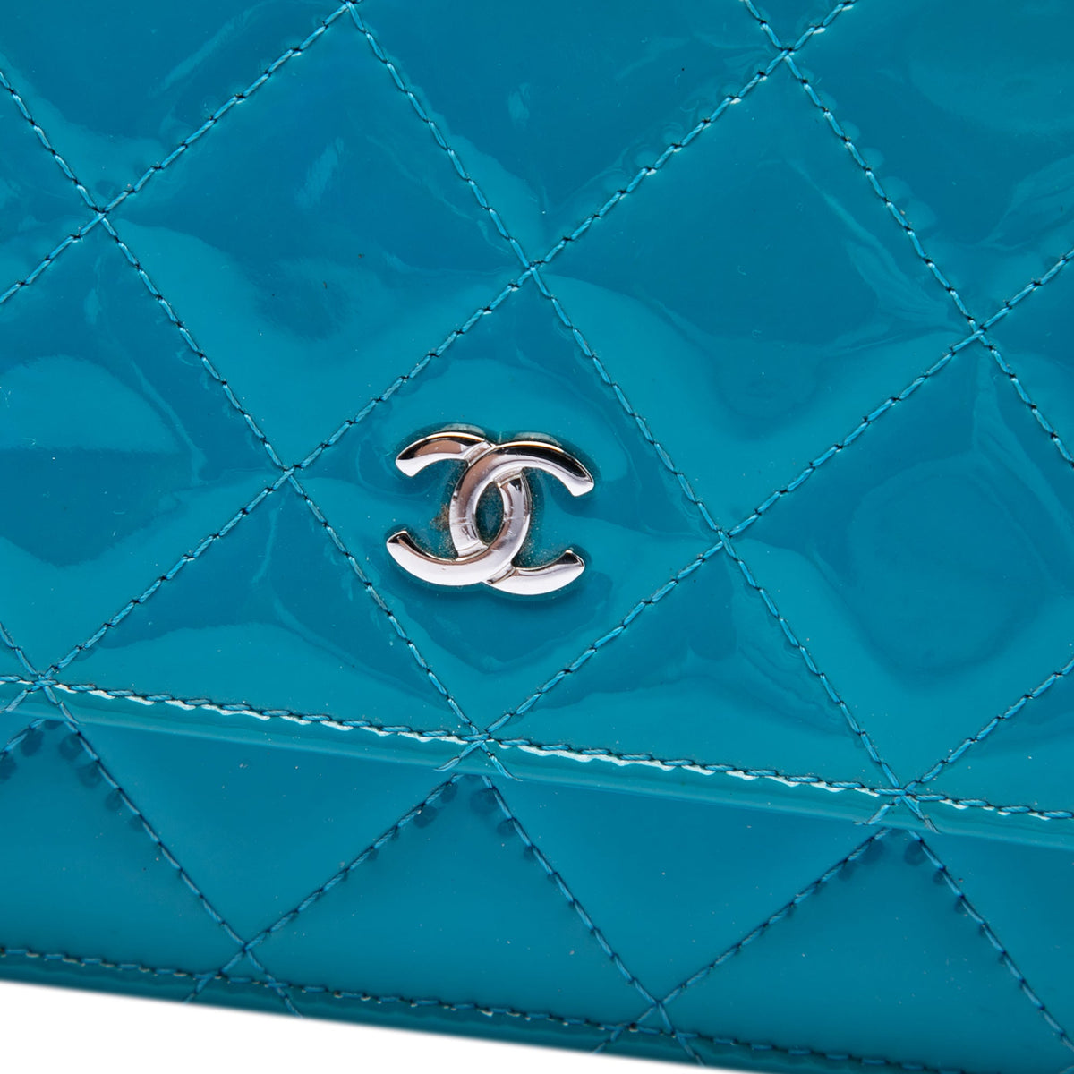 Chanel CC Quilted Patent Wallet on Chain